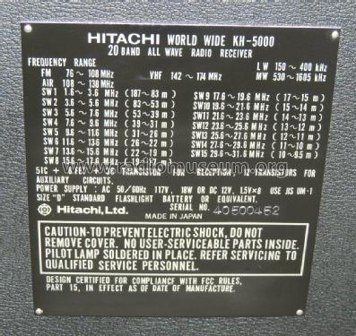 20 Band World Wide Receiver KH-5000; Hitachi Ltd.; Tokyo (ID = 2905094) Radio