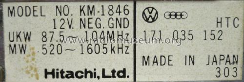 Emden II KM-1846 - VW 171 035 152 - HTC ; Hitachi Ltd.; Tokyo (ID = 1567235) Car Radio
