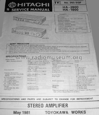 Stereo Amplifier HA-2800; Hitachi Ltd.; Tokyo (ID = 1645933) Ampl/Mixer