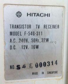 Transistor TV Receiver F-54G-311; Hitachi Ltd.; Tokyo (ID = 1034108) Television