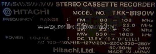 TRK-8190W; Hitachi Ltd.; Tokyo (ID = 561774) Radio
