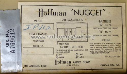 Nugget IP402 ; Hoffman Radio Corp.; (ID = 1471932) Radio