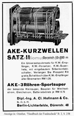 AKE-Kurzwellensatz II ; Hofmann & Co., AKE; (ID = 2074491) mod-past25