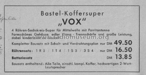 Koffersuper Vox; Holzinger & Co. GmbH (ID = 2329514) Radio