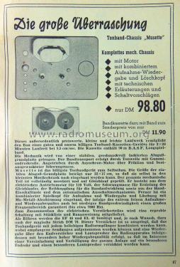 Tonband-Chassis Musette ; Holzinger & Co. GmbH (ID = 2330923) R-Player
