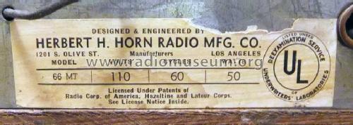 Tiffany Tone 66MT; Horn Radio Mfg. Co., (ID = 936243) Radio