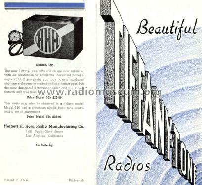 Tiffany Tone 535; Horn Radio Mfg. Co., (ID = 1711455) Car Radio