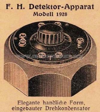 F.H. Detektor-Apparat Modell 1928; Horny Hornyphon; (ID = 1236142) Cristallo