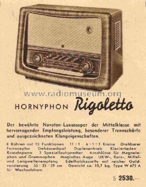 Rigoletto 56 W675A; Horny Hornyphon; (ID = 707005) Radio