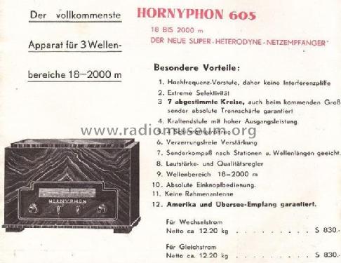 Allwellenempfänger W-605; Horny Hornyphon; (ID = 1830968) Radio