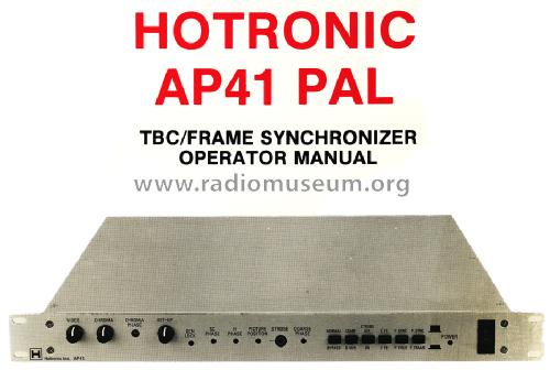 TBC/Frame Synchronizer AP41 PAL; Hotronic; Campbell, (ID = 1435218) Equipment