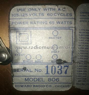 806 ; Howard Radio Company (ID = 2507934) Radio