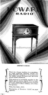 Spinet 135AC Ch = 135AC; Howard Radio Company (ID = 1143552) Radio