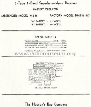 Messenger M341 DMB51-417; Hudson's Bay Company (ID = 767976) Radio