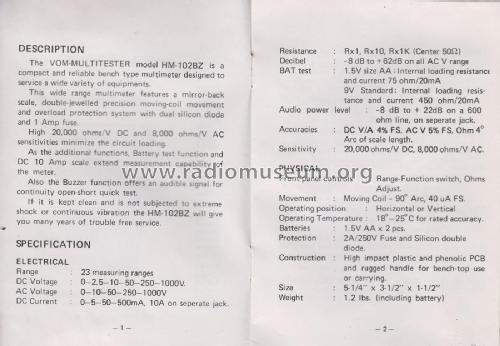 VOM-Multitester HM-102BZ; Hung Chang Co. Ltd., (ID = 2299569) Equipment