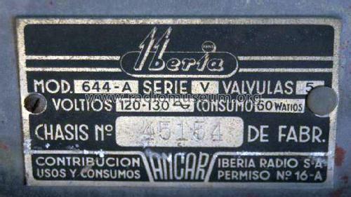 644-A Serie V; Iberia Radio SA; (ID = 2600804) Radio