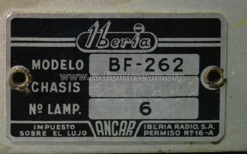 BF-262; Iberia Radio SA; (ID = 2221192) Radio