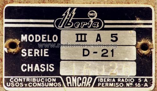 III A 5 serie D-21; Iberia Radio SA; (ID = 2925582) Radio