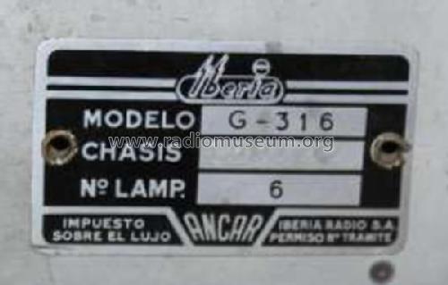 G-316; Iberia Radio SA; (ID = 1957270) Radio