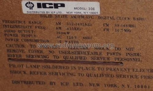 Solid State AM/FM-AFC Digital Clock Radio 306; ICP Ltd.; New York (ID = 1710372) Radio