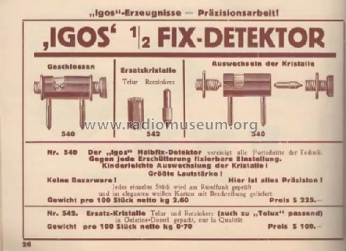 Halbfix-Detektor, 1/2 Fix Nr. 540 ; Igos, Josef Igel; (ID = 2373704) Radio part