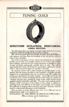 Honeycomb Duolateral Inductances, Gimbal Mounted ; Igranic Electric Co. (ID = 1772604) Radio part