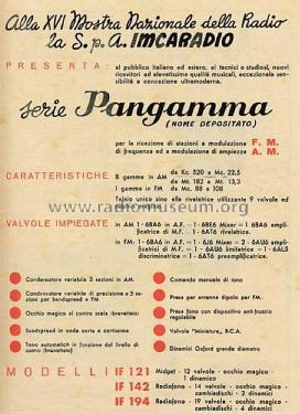 Pangamma AM/FM IF121; Imca Radio; (ID = 3061461) Radio