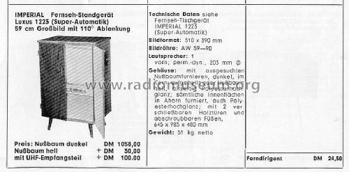 Fernseh-Standgerät 1223 Super Automatic; Imperial Rundfunk (ID = 1601608) Fernseh-E