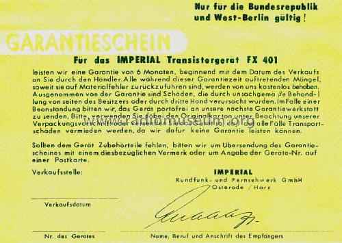Transistor-11 FX401; Imperial Rundfunk (ID = 1264509) Radio