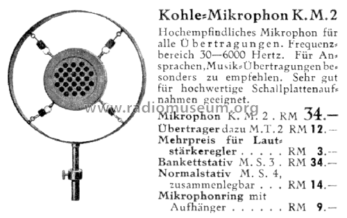 Kohle-Mikrophon K.M.2; India-Ton Indiaton; (ID = 2503973) Microphone/PU