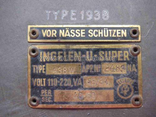 U-Super 438W Type 1938; Ingelen, (ID = 655178) Radio