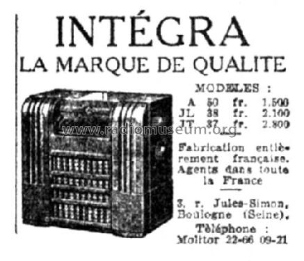 Intégralux 38 IL38 ; Intégra Radio, A. De (ID = 2485039) Radio