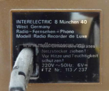 Radio Recorder de Luxe RR 2202; Intel, Interelectric (ID = 1450247) Radio