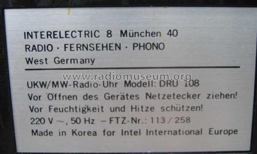 UKW/MW-Radio-Uhr DRU 108; Intel, Interelectric (ID = 2138978) Radio