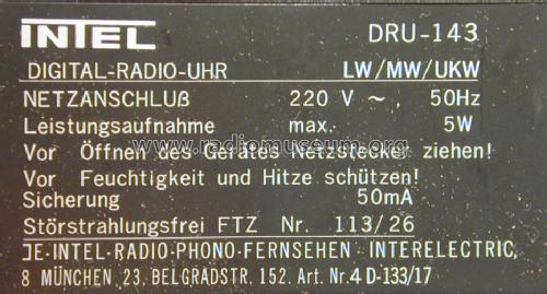 Digital-Radio-Uhr DRU-143 Art.Nr. 4D-133/17; Intel, Interelectric (ID = 1437926) Radio