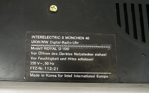 UKW/MW Digital-Radio-Uhr Royal D100; Intel, Interelectric (ID = 1308675) Radio