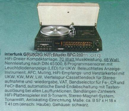 Grundig HiFi-Studio RPC 210; Interfunk (ID = 1764844) Radio