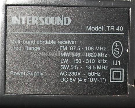 Multi Band Portable Receiver TR40; Intersound brand (ID = 2580931) Radio