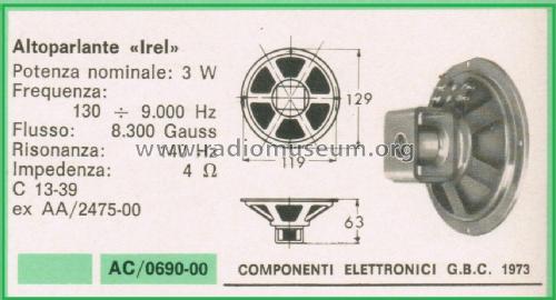 Altoparlante C 13-39; IREL - Industrie (ID = 3095831) Speaker-P