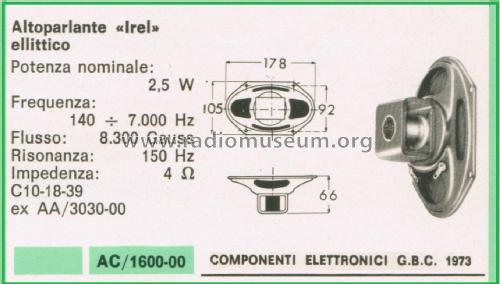 Altoparlante Ellittico C 10-18-39; IREL - Industrie (ID = 3101434) Lautspr.-K