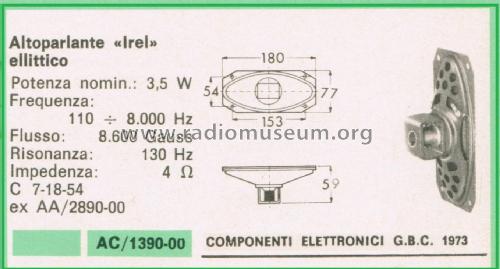 Altoparlante Ellittico C 7-18-54; IREL - Industrie (ID = 3099280) Speaker-P