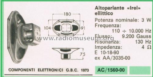 Altoparlante Ellittico E 10-18-90; IREL - Industrie (ID = 3101429) Speaker-P