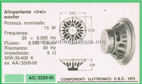 Altoparlante Woofer MW-30-400 X; IREL - Industrie (ID = 3112150) Altavoz-Au