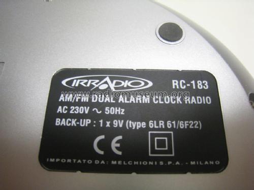 AM/FM Dual Alarm Clock Radio RC-183; Irradio; Milano (ID = 1939568) Radio