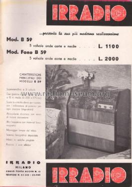 B59 Fono; Irradio; Milano (ID = 2463254) Radio