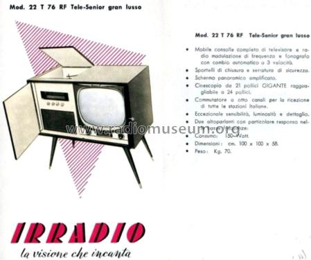 Tele-Senior 22T76RF; Irradio; Milano (ID = 1095178) TV Radio