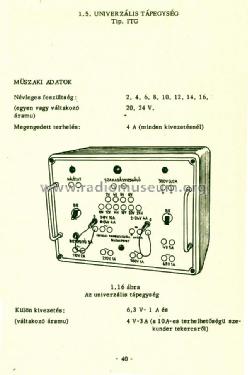 Univerzális Tápegység / Universal Power Supply ITG/1960; Iskolai Taneszközök (ID = 2401545) Aliment.
