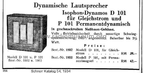 Dynamo D 101; Isophon, E. Fritz & (ID = 2873036) Speaker-P