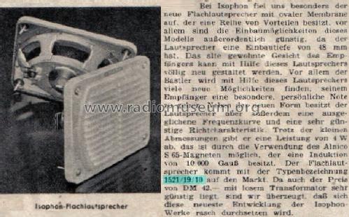 Flach-Lautsprecher FL1521/19/10; Isophon, E. Fritz & (ID = 1643669) Speaker-P