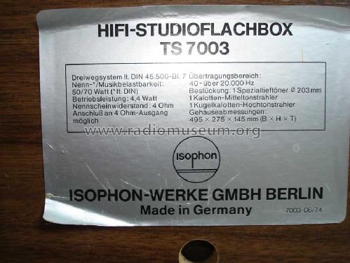 HiFi-Studioflachbox TS 7003; Isophon, E. Fritz & (ID = 1450242) Parlante